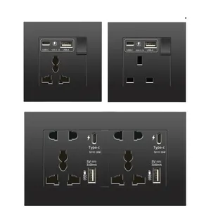 Đen Anh 13A tường ổ cắm với <span class=keywords><strong>USB</strong></span> Loại C 18W nhanh chóng phí cắm ổ cắm, tường ổ cắm điện với bộ sạc <span class=keywords><strong>USB</strong></span>, chuyển đổi với ổ cắm - Product Image 4