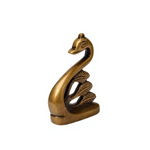 Figura de cisne de metal antiguo, pisapapeles, estatua de pájaro con acabado dorado, decoración para el hogar, adorno de mesa, pisapapeles - Product Image 1