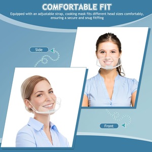 Masque transparent avec élastique réglable pour les oreilles, visible et hygiénique, pour l'industrie alimentaire et les cantines - Product Image 5
