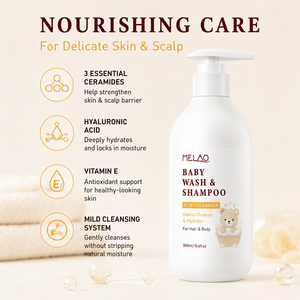 Champú y Jabón 2 en 1 para Bebés con Ceramida, Ácido Hialurónico y Vitamina E, 300 ml, Sin Lágrimas, Limpiador Suave para Cabello y Cuerpo - Product Image 4