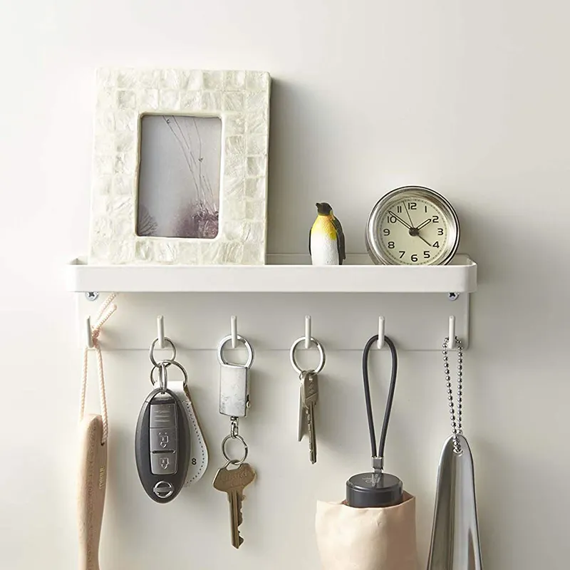 Key Holder for Wall Decorative Mail Organizer and Key Rack with Tray for Hallway Kitchen Farmhouse Decor Wall Mounted