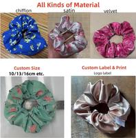 Scrunchies en coton gaze écologiques personnalisables pour femmes, grands chouchous d'été pour filles avec logo personnalisé
