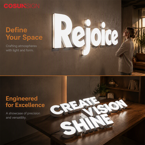 Lettres lumineuses frontales COSUN avec structure de couvercle supérieur et inférieur, couleur et taille personnalisées, signalétique extérieure illuminée pour bâtiments - Product Image 4