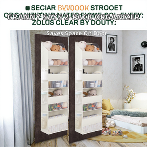 Organisateur suspendu sur porte en tissu <span class=keywords><strong>Granny</strong></span> Says avec 4 compartiments, lot de 2, rangement pour jouets de chambre d'enfant, beige - Product Image 2