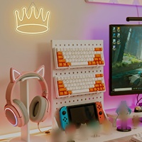 Enseigne néon LED Couronne Roi, Veilleuse multicolore à commande Bluetooth - Cadeau royal pour chambre d'adolescent, décoration murale pour entreprises automobiles
