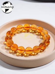 Pulsera de Citrino de Brasil, Citrofortunella Microcarpa Wijnands, Pulsera de Citrino Amarillo Intenso, Joyería Artesanal para <span class=keywords><strong>Hombre</strong></span> y Mujer - Product Image 1