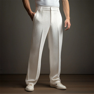 <span class=keywords><strong>Pantaloni</strong></span> <span class=keywords><strong>Eleganti</strong></span> da Uomo in Tessuto Waffle, Vestibilità Morbida e Dritta, per Business, Cerimonie e Vacanze - Product Image 2