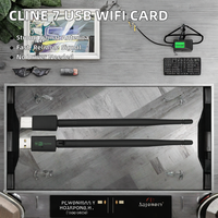 Receptor de TV Satelital Cline de 7 Líneas, Tarjeta de Red Inalámbrica USB de 150 Mbps, Antena Externa sin Controladores, para Europa, Polonia, Alemania, Reino Unido