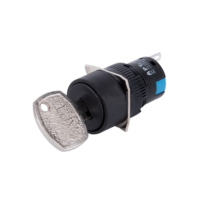 Boutons électroniques industriels à LED lumineux, à encastrer, bleus, à tête plate, avec anneau extérieur en alliage d'argent, indice de protection IP67, 30 mm, 1NO1NC, 5A