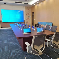 Table de conférence intelligente motorisée pour système de conférence sans papier, moniteur de bureau dissimulé, élévateur LCD avec microphone pour bureau