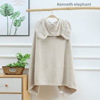 Serviette de Bain à Capuche pour Bébé en Polaire Corail Brodé, Grande Taille, Épaisse, Très Absorbante, Douce et Confortable, Motif Uni, Vente en Gros