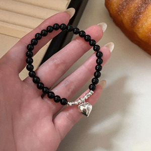 Yinruitai-collar de plata de ley S925 con cuentas de ágata negra para mujer, estilo vintage, joyería de moda INS, uso diario - Product Image 2