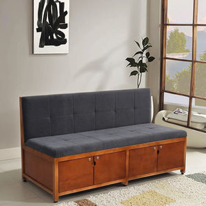 Canapé-lit <span class=keywords><strong>futon</strong></span> confortable en bois et cuir moderne avec rangement intégré, banc 3 places pour <span class=keywords><strong>salon</strong></span>, spa, salle de bain, massage - Product Image 4