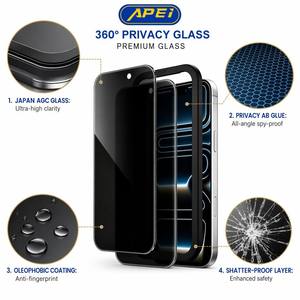 APEI 360 °   Protection d'écran pour <span class=keywords><strong>iPhone</strong></span> 17 18 Air Pro Max, confidentialité, dureté 9H, <span class=keywords><strong>anti</strong></span>-rayures, compatible avec <span class=keywords><strong>coque</strong></span>, installation facile - Product Image 4