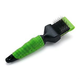 Double Sided Slicker Pet <b>Brush</b> Stainless Steel Dog Grooming <b>Brush</b> Ergonomic Grip Deshedding Comb for Daily Coat Care - Product Image 3