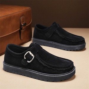 Zapatos de Cuero Casuales para Hombre, Estilo Británico Retro, Sin Cordones, Diseño Sólido, Transpirables, Antideslizantes, Otoño 2025 - Product Image 6