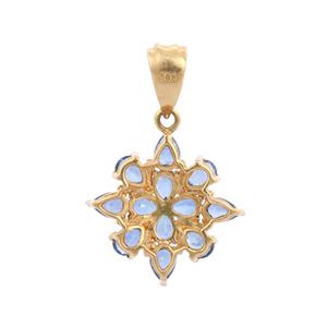 จี้ทองสีเหลืองทึบ14K ทำด้วยมือหินแซฟไฟร์พลอยรูปลูกแพร์ธรรมชาติหรูหราจี้สำหรับงานเลี้ยงของผู้หญิง - Product Image 4