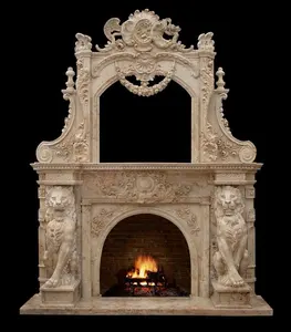 Goedkope Grote Dubbele Indoor Decoraties Kerst Vrijstaande Franse Marmeren Figuur Cheminee Haarden Schoorsteenmantel Surround