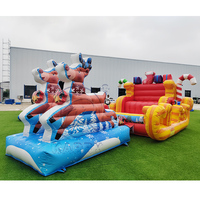 Château gonflable de Noël détachable en gros avec souffleur, pour usage commercial extérieur, fournisseur de location de matériel de fête