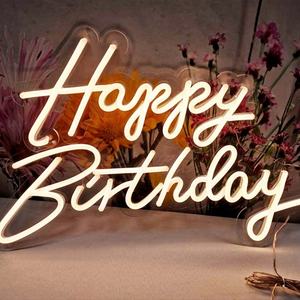 Enseigne lumineuse LED personnalisable « Happy Birthday » avec « Good Vibes Only » – Écologique pour entreprises et hôpitaux - Product Image 4