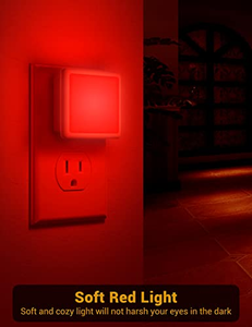 Veilleuses LED à détecteur de crépuscule 0,3W ROUGE, mini lampe de nuit LED rouge, lumière de nuit à brancher sur prise murale pour chambre d'enfant - Product Image 2