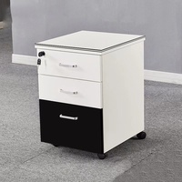 Bureau d'étude commercial minimaliste mobile et armoire latérale avec 3 tiroirs, protection par mot de passe, rangement de bureau en bois