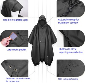 Poncho Impermeabile Pieghevole Lungo in Poliestere, Poncho Antipioggia Personalizzato Stampato - Product Image 6