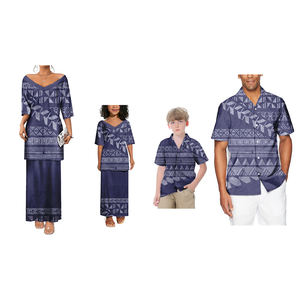 Vendita calda grande gente Oversize Puletasi 2 pezzi Set abito da uomo Hawaii Design polinesiano di lusso Aloha camicie famiglia Set - Product Image 2