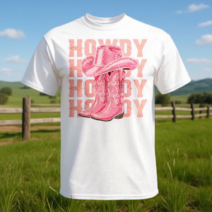 Camiseta Howdy Pink Cowgirl Hat Country Rodeo con diseño de chica del oeste - Product Image 3