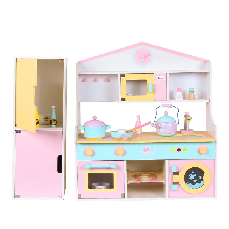 Houten Simulatie Servies Speelhuis Keuken Kid Speelgoed Unisex 7 Stuk Houten Kids Kookset Plastic Zakken Of Aangepaste Verpakking