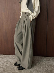 Pantalones de Traje Largos para Mujer, Estilo Casual de Invierno, Plisados, Curvos, Holgados, de Cintura Alta, Ecológicos, Estilo Francés - Product Image 4