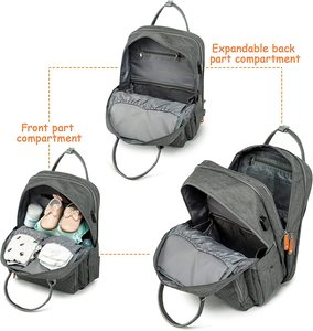 Unisex Stylish Travel Backpack Diaper <strong>Bag</strong> Expandable for <strong>Twins</strong> 24 Pockets &amp; <strong>Changing</strong> Pad Durable Polyester Material - Product Image 4