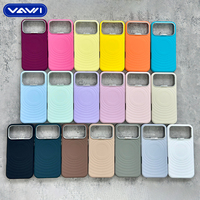 VAWI S123 Coque de téléphone en silicone liquide antichoc avec anneau métallique pour appareil photo et touches latérales en métal au toucher doux, design de luxe pour iPhone 18 Pro Max