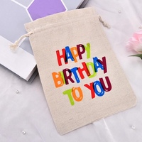 Sac cadeau en toile personnalisé avec logo Joyeux Anniversaire, sac à friandises et collations, pochette à surprises pour révélation du sexe, fête d'anniversaire, cadeau invité