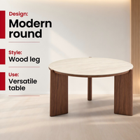 Table basse ronde en céramique moderne à prix de gros direct usine, avec pieds en bois, pour salon