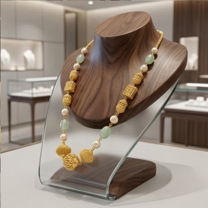 Collar Mala de Plata 925 con Perlas Antiguas y Piedras Verdes, Joyería de Diseño Étnico Tradicional con Cadena Larga para Mujer - Product Image 1