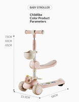 Trottinette pliable en plastique pour enfants, garçons et filles, de 1 à 3 ans et de 6 à 12 ans, à 3 roues, avec pédales, pour l'extérieur, design populaire trois-en-un