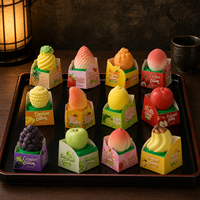Vente en gros de crèmes glacées exotiques en forme de fruits 3D, saveurs mélangées mangue, pêche, raisin, fraise