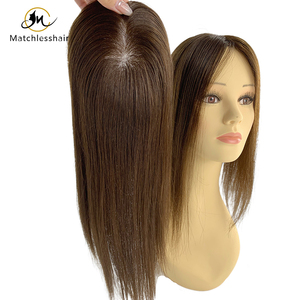 Topper pour femmes populaire, <span class=keywords><strong>cheveux</strong></span> Remy double trame, couleur brune courte, topper mono 5*5 avec PU, facile à porter, topper de <span class=keywords><strong>cheveux</strong></span> mono - Product Image 4