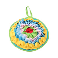 Nouveau tapis olfactif pour lapins, hamsters et oiseaux - Alimentation lente, entraînement pour animaux de compagnie, motif floral, forme ronde