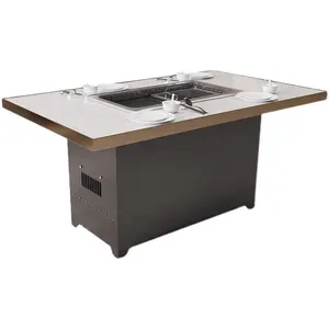 Vente en gros rectangle commercial coréen grill électrique infrarouge table de barbecue table de grill pour restaurants