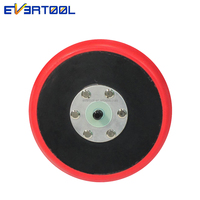 EVERTOOL Plaque de ponçage et de polissage en métal à 6 boulons, 5 pouces, rouge, en PU souple, sans trou, avec support auto-agrippant pour ponceuse orbitale aléatoire