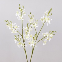 Bunga Anggrek Cymbidium Mini 4 Cabang Gaya Alami Buatan, Bunga Sutra Ramah Lingkungan untuk Fotografi Ruang Tamu