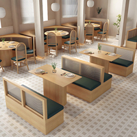 Ensembles de meubles de restaurant en bois massif de haute qualité, canapé de restauration rapide avec tables à manger en métal, chaises pour parcs