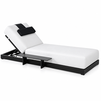 Chaise longue de plage d'extérieur à 5 positions réglables avec dossier réglable, structure en aluminium et roulettes faciles à déplacer