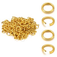 Anneaux de jonction ouverts en acier inoxydable plaqué or 18 carats (PVD), 200 pièces/sac, composants de bijoux DIY pour bracelets et colliers