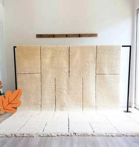 Tapis en laine marocaine Beni Ourain Azilal personnalisable fait à la main tapis berbère de couleur unie pour la maison pour la chambre à coucher couloir tissé - Product Image 6