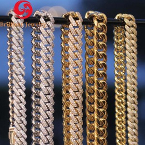 Collar Hip Hop de Plata de Ley 925 con Cadena de Moissanita VVS, Cadena Cubana de Oro Rosa, Collar de Eslabones Cubanos de Miami - Product Image 3