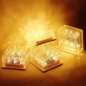 Brique solaire OEM Lumière Paysage Sol Extérieur Noël Décoratif Glace Rock Cube Lumière Jardin Patio Cour Piscine LED Brique Lumières