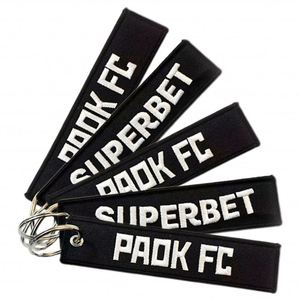 Hot Promotion <b>Key</b> Label <b>Customized</b> Diagonal Flight Crew Double-Sided Logo Embroidered Fabric Keychain - Product Image 2